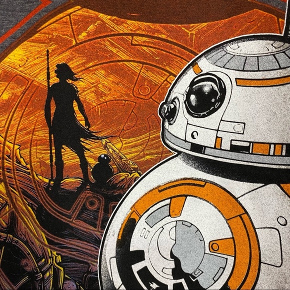 Star Wars BB8 Rey Jakku Graphic Grey T-Shirt Large Star Wars The Force Awakens - Picture 4 of 7